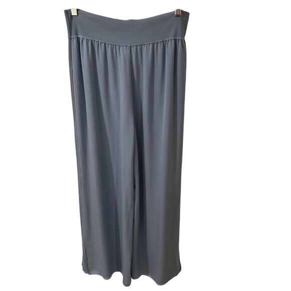 Theory 100% Silk Split Hem Wide Leg Side Striped Trousers, Light Blue, Size M - Picture 9 of 9